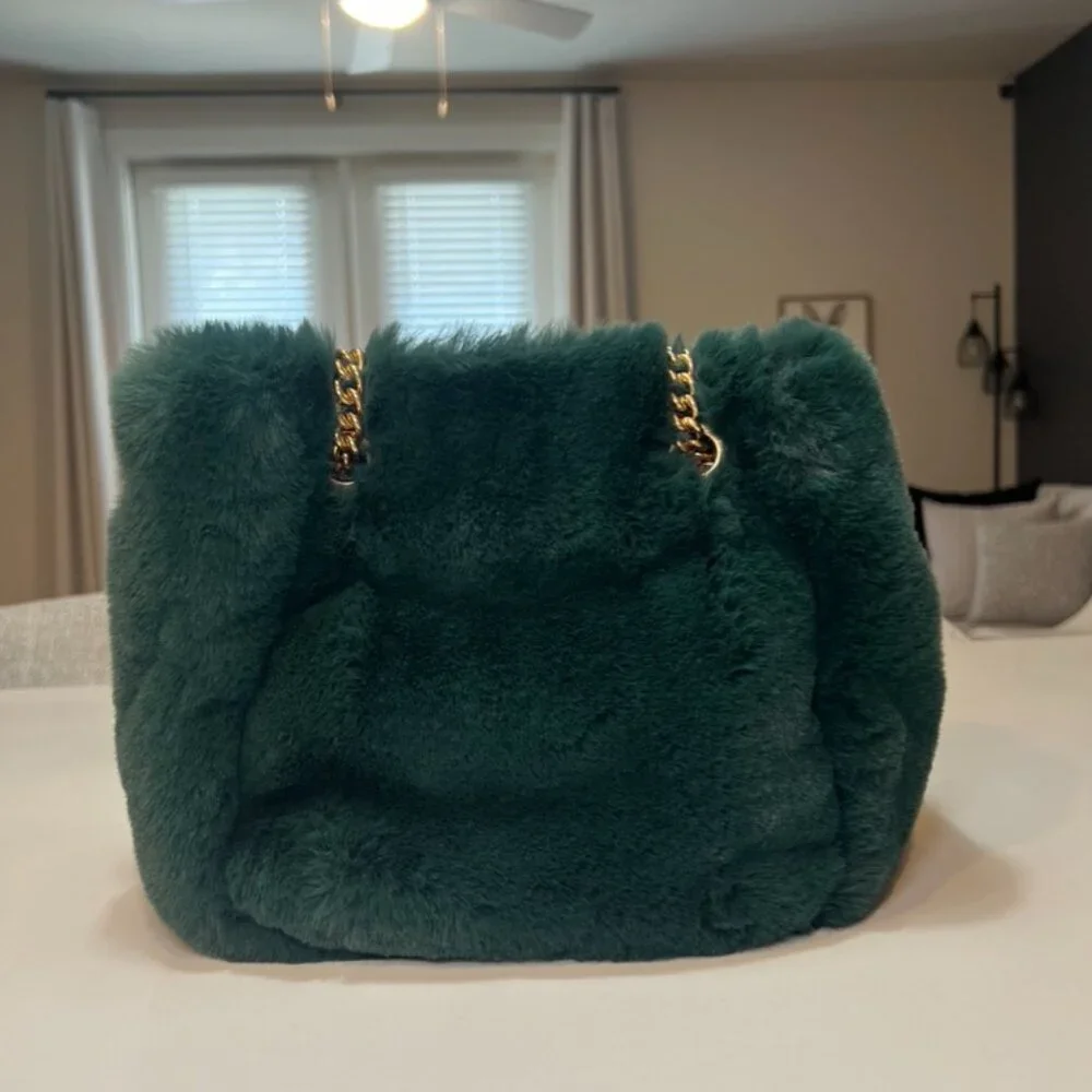 Kate Spade Cleo Faux Fur Small Chain Bucket Bag In Pine Grove - Picture 5 of 10